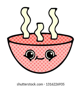 comic book style cartoon of a bowl of hot soup