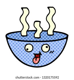 caricatura al estilo de un libro de historietas de un tazón de sopa caliente