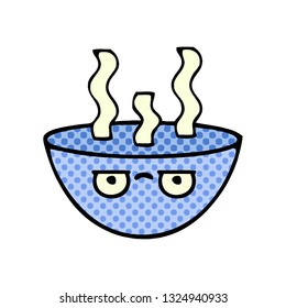 comic book style cartoon of a bowl of hot soup