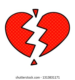 comic book style cartoon of a broken heart