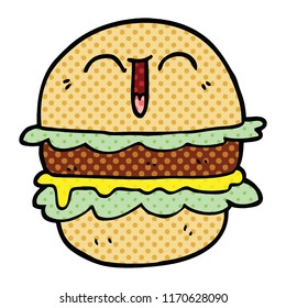 hamburguesa de dibujos animados estilo libro de historietas