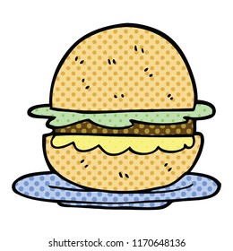 hamburguesa de dibujos animados estilo libro de historietas