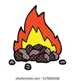 comic book style cartoon burning coals