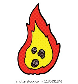 comic book style cartoon burning coals