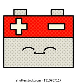 comic book style cartoon of a car battery