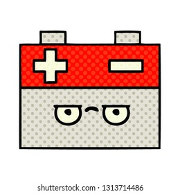 comic book style cartoon of a car battery