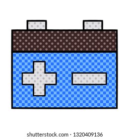 comic book style cartoon of a car battery