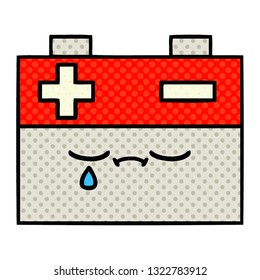 comic book style cartoon of a car battery