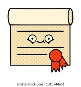 comic book style cartoon of a certificate