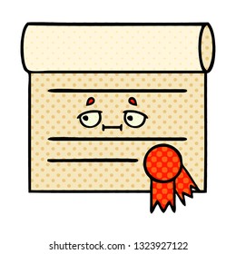comic book style cartoon of a certificate