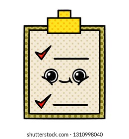 caricatura de estilo de libro de historietas de una lista de verificación