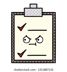 comic book style cartoon of a check list