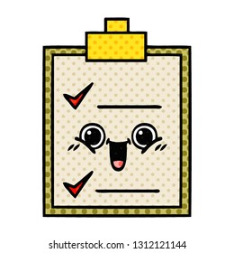 comic book style cartoon of a check list