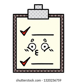 comic book style cartoon of a check list