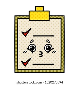 comic book style cartoon of a check list