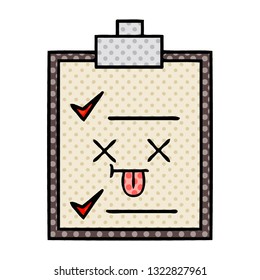 comic book style cartoon of a check list