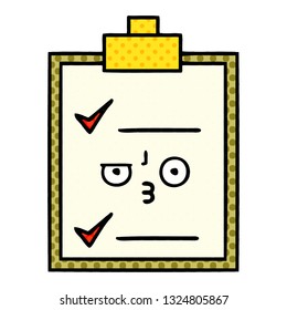 comic book style cartoon of a check list