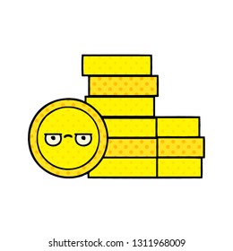 comic book style cartoon of a coins