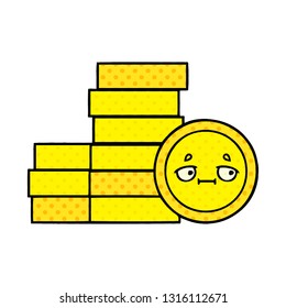 comic book style cartoon of a coins