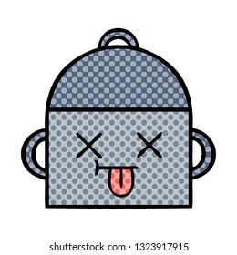 comic book style cartoon of a cooking pot