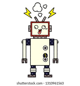 Comicbuch-Cartoon eines verrückten, kaputten Roboters