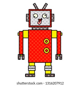 comic book style cartoon of a crazy robot