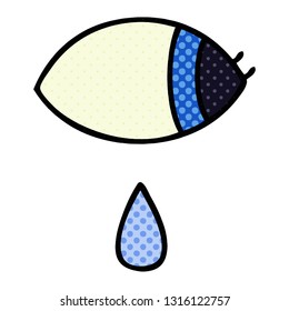 desenho animado estilo história em quadrinhos de um olho chorando olhando para um lado
