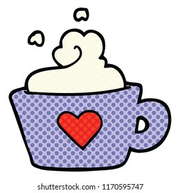 comic book style cartoon cup of coffee