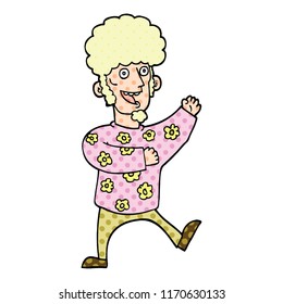 comic book style cartoon dancing 70s man