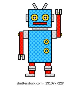 comic book style cartoon of a dancing robot