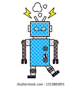 comic book style cartoon of a dancing robot