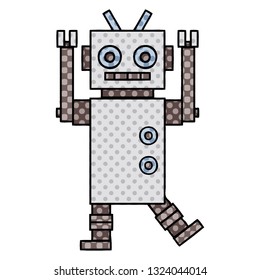 comic book style cartoon of a dancing robot