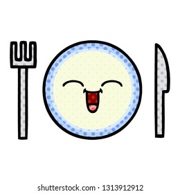 comic book style cartoon of a dinner plate