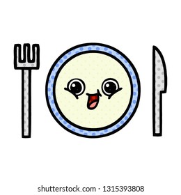 comic book style cartoon of a dinner plate