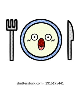 Comicbuch-Cartoon auf einem Dinner-Teller