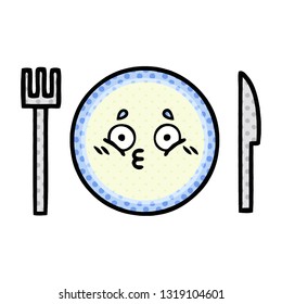 comic book style cartoon of a dinner plate