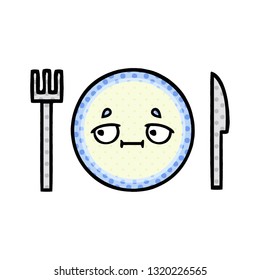 caricatura de un plato de cena al estilo de un libro de historietas
