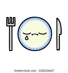 comic book style cartoon of a dinner plate