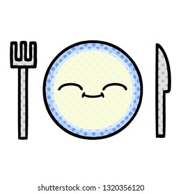 comic book style cartoon of a dinner plate