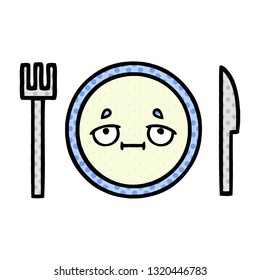 caricatura de un plato de cena al estilo de un libro de historietas