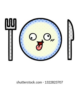 Comicbuch-Cartoon auf einem Dinner-Teller