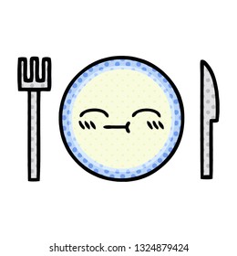 comic book style cartoon of a dinner plate