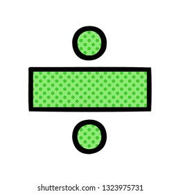 comic book style cartoon of a division symbol