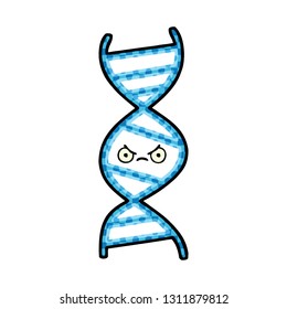 comic book style cartoon of a DNA strand