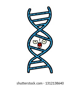 comic book style cartoon of a DNA strand