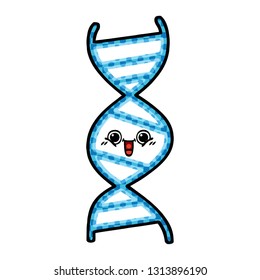 comic book style cartoon of a DNA strand