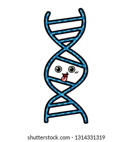 comic book style cartoon of a DNA strand