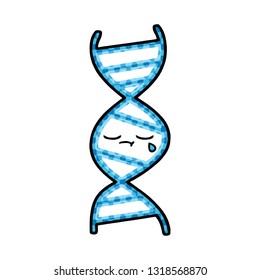comic book style cartoon of a DNA strand