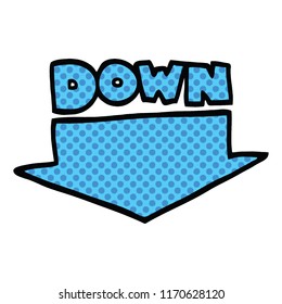 comic book style cartoon down arrow