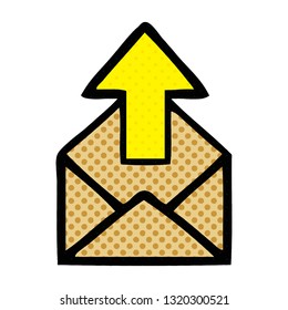 comic book style cartoon of a envelope with arrow